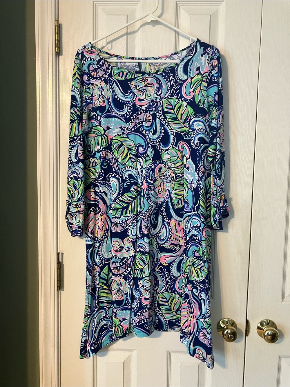 Lilly Pulitzer Navy Multicolor Paisley Leaf Coverup Tunic